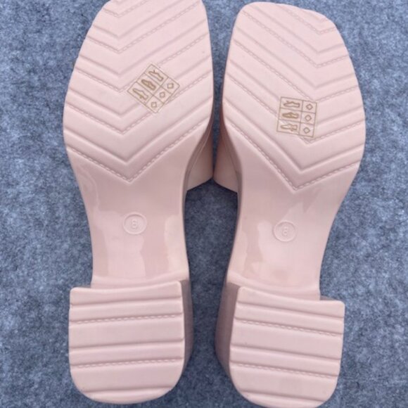 Urban Outfitters Womens Pink Slip On Jelly Square toe platform Heels Size 8 NEW - Picture 3 of 3